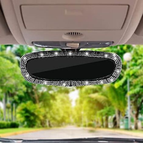 rtroviseur De Voiture (diamant De Cristal Blanc), Rtroviseur De Voiture En Strass Tincelant Ceinture Lastique Rtroviseur De Voiture Couverture Fem