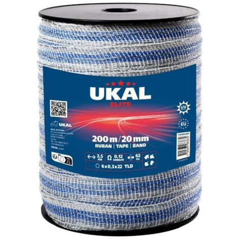 Ruban 20mm blanc et bleu ELITE 200m UKAL