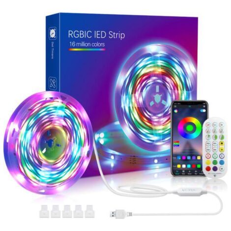 Ruban à LED 10 m, Bande 140 LED 5050 RGB Améliorée Lumineuse Ruban LED Bluetooth/par télécommande pour Salon/Maison/Chambre/Soirée