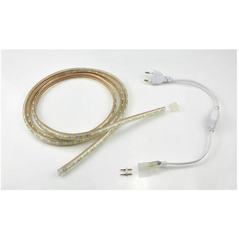 Ruban à LED avec Interrupteur 2M Bande LED 220V IP65 étanche Led Ruban Lumineuse, Lumière blanche
