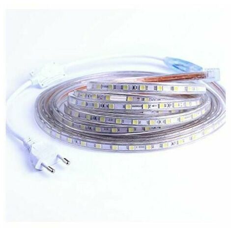 Ruban À Led, Bande Led 2M, Lumineux Bandeau Led 220V, 5050 Ip65 Etanche Bande Strip Led, Blanc Chaud (2)