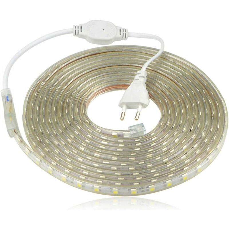 Jusch - Ruban à led, Bande led Etanche, Lumineux Bandeau Led 220v, 5050 IP65 Etanche Bande Strip Led, Blanc chaud (4m)