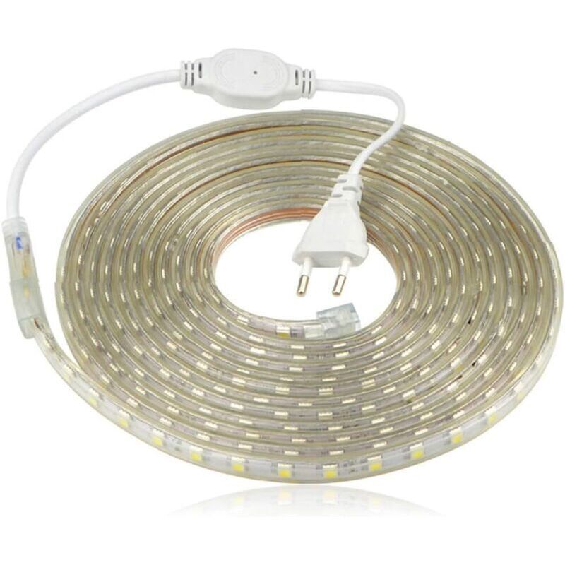 Ruban à LED, Bande LED Etanche, Lumineux Bandeau Led 220v, 5050 IP65 Etanche Bande Strip Led, Blanc chaud Largeur 8mm (4m)