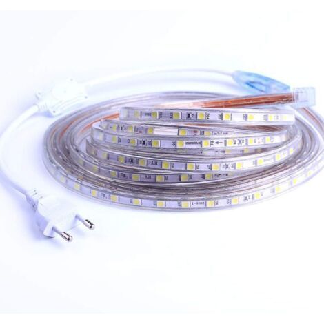Ruban à LED, Bande LED, Lumineux Bandeau 220v, 5050 IP65 Etanche Bande Strip Led, Blanc Froid (5m)