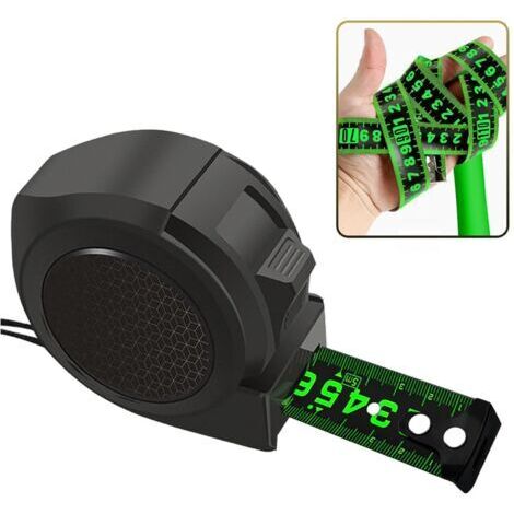 Ruban à mesurer en acier fluorescent, ruban à mesurer de précision fluorescent pour la nuit noire, résistant à l'abrasion, contrôle de rétraction et autobloquant (10 m)