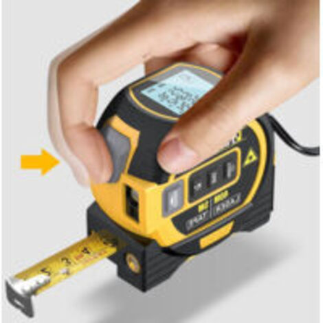Ruban à mesurer laser 40 m – Télémètre numérique infrarouge – Précision élevée pour chantiers – Coque ABS et TPR résistante