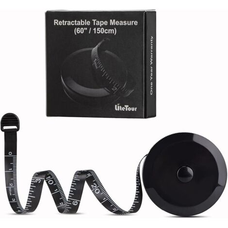 Ruban à mesurer Le ruban à mesurer pour mesurer la taille du corps et petit ruban à coudre pour tailleurs 60 pouces 150 cm Noir