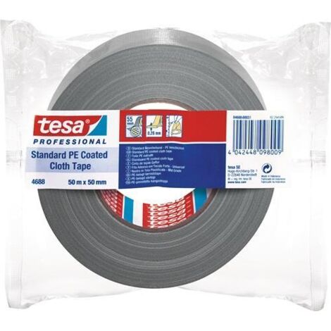 Ruban adhésif 4688 Tesa, Gris, toilé PE, 50mm x 50m, 4,7 N/cm ( Prix pour 1 )