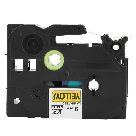 Ruban adhésif 9mm pour étiqueteuses Brother TZe-421, TZe-621, TZe-721, PT E100b, E300 - Noir sur fond jaune