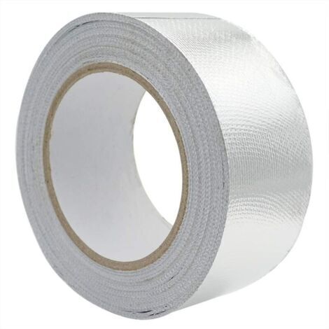 Ruban adhésif aluminium Bande d'étanchéité 48mm par 10m renforcé avec un tissu en maille de verre pour ventilations, Résistance à la température -30120°C, Argent