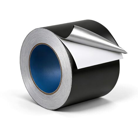 Ruban Adhésif Aluminium Noir 100 mm x 50 m, Épaisseur 0,07 mm – Scotch Haute Temperature avec Pellicule de Protection, isolant Thermique y Imperméable, Scotch Pare Vapeur pour Conduits