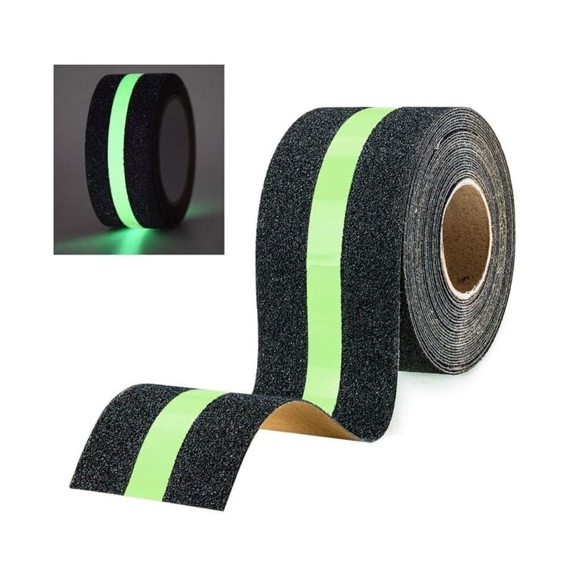 Ruban adhésif antidérapant avec Film Lumineux Brille dans Le Noir, Bande de sécurité pour escaliers échelles sols glissants , 10 m x 5 cm
