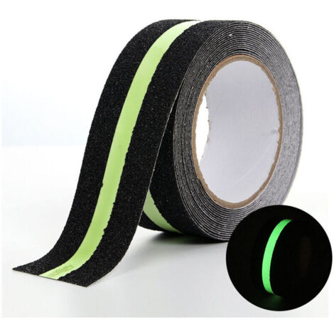 Ruban adhésif antidérapant avec Film Lumineux Brille dans Le Noir,  Bande de sécurité pour escaliers échelles sols glissants Intéri et Extéri, 5 m x 5 cm（1 pcs）