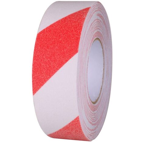 Ruban Adhésif Antidérapant de 20m×5cm, Ruban Antidérapant Améliorant la Prise, Autocollant de Sécurité Adhésif fort pour Intérieur et Extérieur, Rouge et Blanc