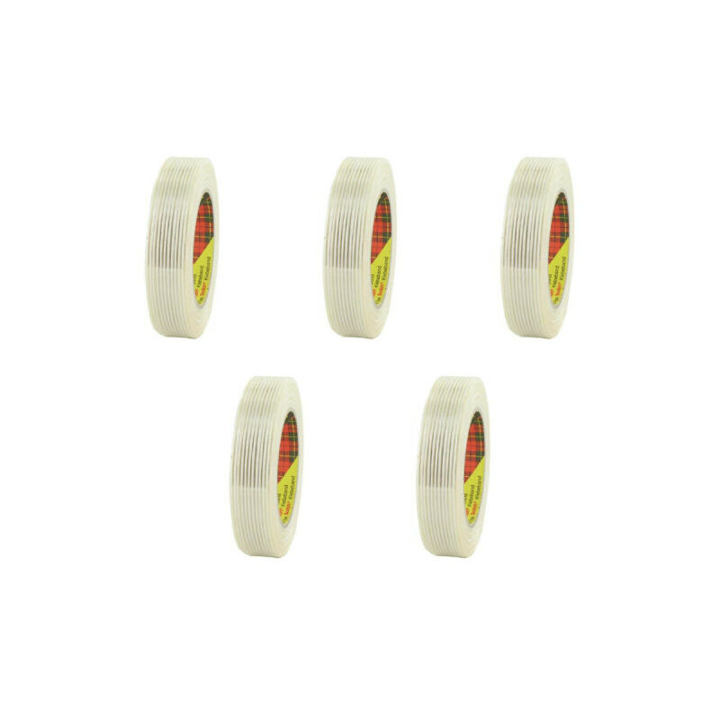 3M - Lot de 5 rubans adhésifs armés Transparent - 25mm - 8956-25