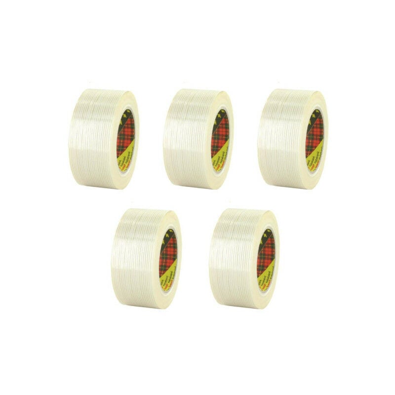 3M - Lot de 5 rubans adhésifs armés Transparent - 50mm - 8956-50