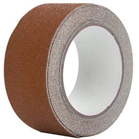 Ruban adhésif coloré anti-dérapant en PVC de 5 m 5 cm pour décor de sécurité au sol d'escalier (marron)