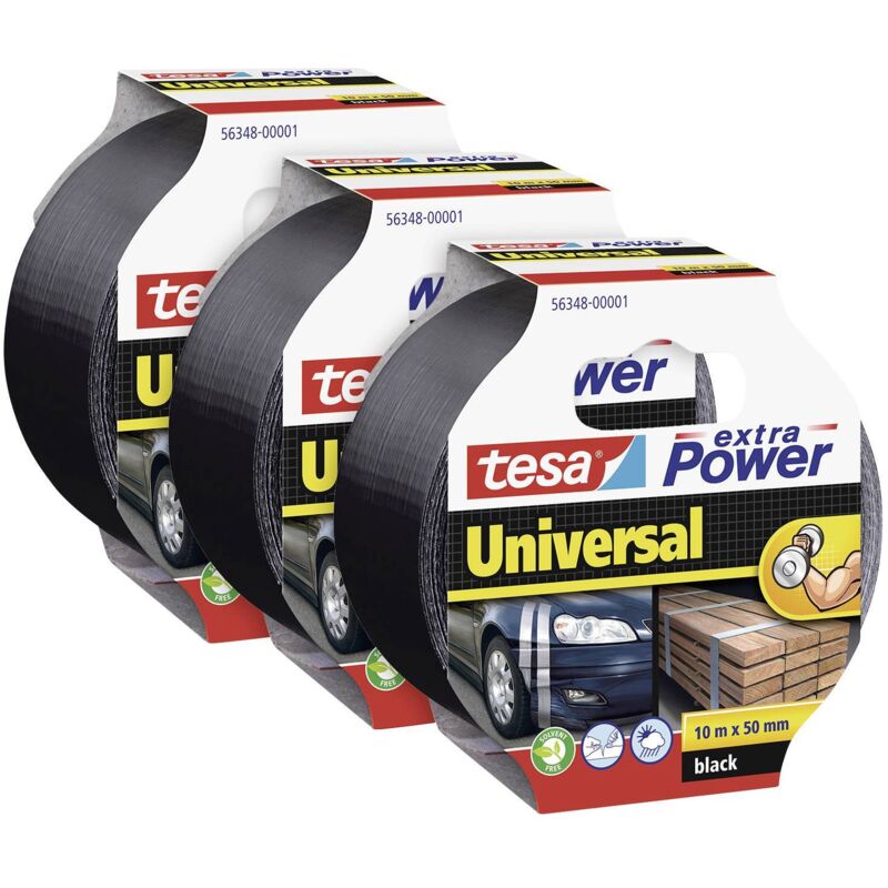 tesa extra Power® UNIVERSAL 56348 Ruban adhésif toilé noir (L x l) 10 m x 50 mm 3 pc(s) W818952