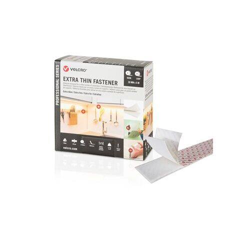 Ruban adhésif de fermeture VELCRO® Extra-fin 20mm x 5m blanc