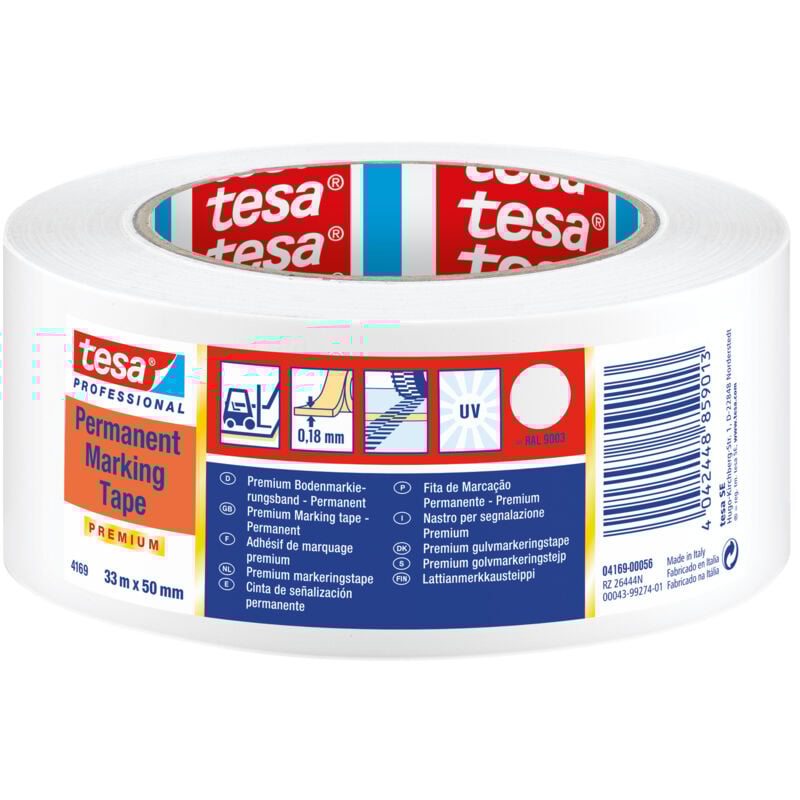 Tesa - Ruban de Signalisation Blanc 04169 x 0.187mm ( Prix pour 1 )