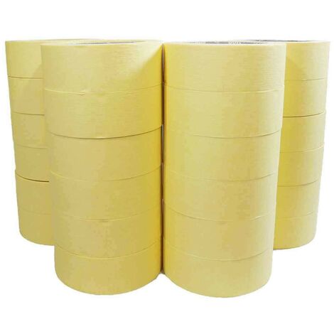 Ruban adhésif de masquage jaune jusqu'à 80° - rouleau adhésif 38 mm x 50 m pour la peinture - Carton de 24 rouleaux - yellow