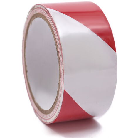 Ruban adhésif de signalisation - 4.8 cm x 30 m par Rouleau - pour Le marquage au Sol/sécurité - Rayures Rouge et BlancRuban de signalisation
