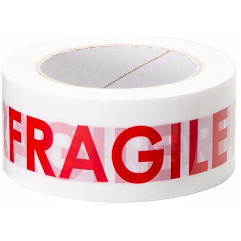 Ruban adhésif d'emballage Polypropylène blanc imprimé Fragile, 45 microns, 50 mm x 66 m - Lot de 6
