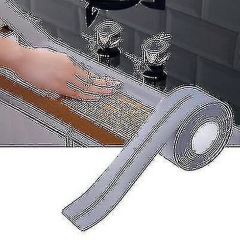 Ruban adhésif d'étanchéité imperméable et anti-moisissure pour papier peint, cuisine et sol en PVC - 3,8 cm x 320 cm - Gris