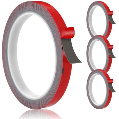 Ruban Adhésif Double Face 3m Extra Forte - 12m X 10mm (4 X 3m) - Imperméable, Ultra Résistant Pour Usage Extérieur, Réparation De Voiture, Fixation LED & DIY