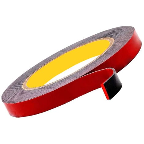 Ruban Adhésif Double Face Extra Fort, Noir, Étanche, Résistance à haute température, pour intérieur & extérieur, 3m x 1.5cm