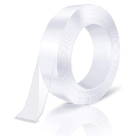Ruban adhésif double face nano 0,5 mm d'épaisseur 10 mm de large  1 m de long 1 pièce avec colle magique adhésive transparente pour coller des objets