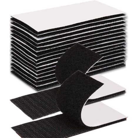 Ruban adhésif double face robuste, rectangulaire, noir, résistant et réutilisable, 30 mm x 10 cm, paquet de 20