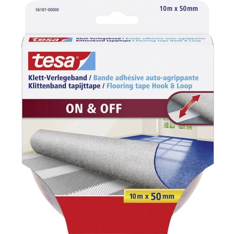 Adhésif double face auto-agrippant à coller (l x l) 10 m x 50 mm blanc 1 pc(s) - Tesa