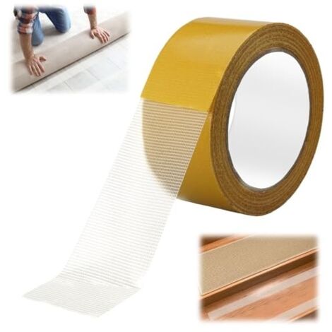 Ruban Adhésif Double Face Tapis,20m x 50mm Adhesif Double Face Extra Fort,Haute Adhérence,Sans Résidus,Ruban Adhésif Double Face,Double Face pour La Pose de Moquette,Revêtement de Sol,Revêtement PVC
