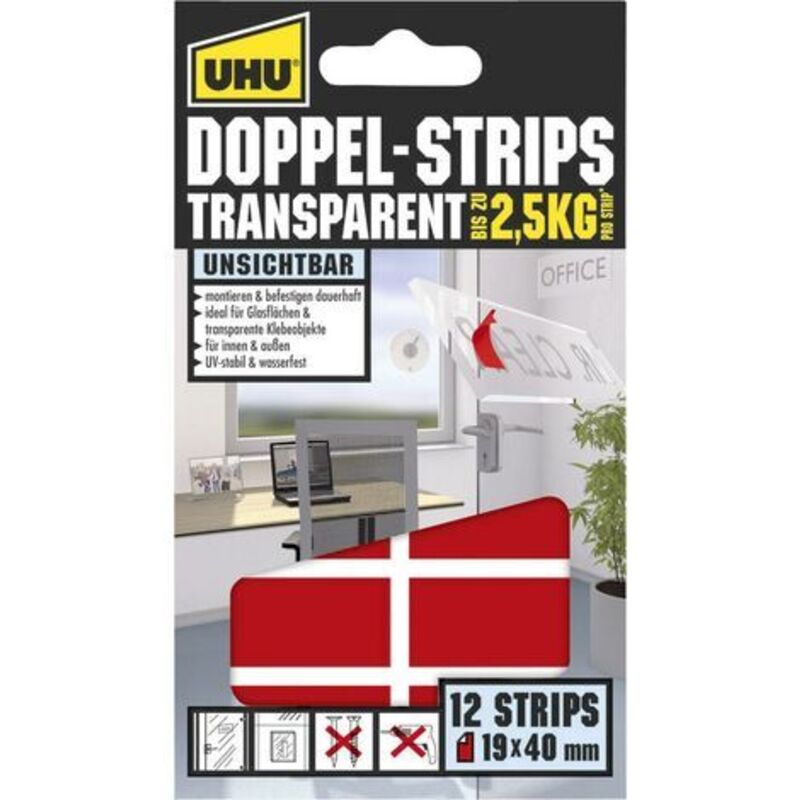 Bandes adhésives double-face UHU UHU 45515 transparent (l x l) 40 mm x 19 mm 12 pc(s)