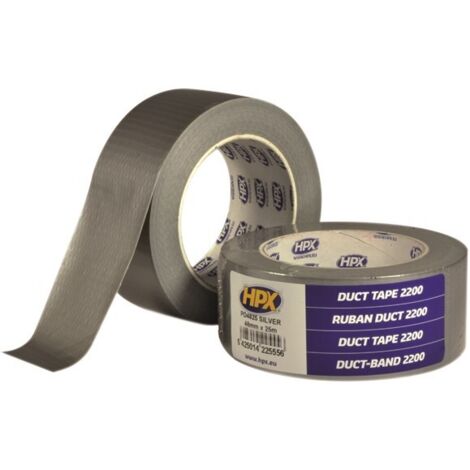 Ruban Adhesif Duct Tape HPX 2200 Toile Argente Haute Adherence - Resistant Eau et Huile - 48mm x 50m - Fixation et Reparation