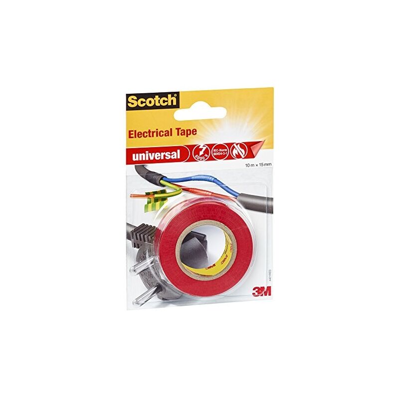 3M SCOTCH RUBAN ELECTRIQUE 10 M X 15 MM ROUGE 19500187521
