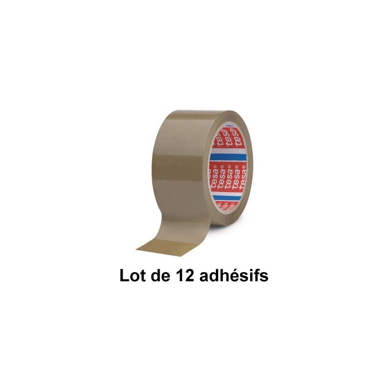 Tesa - Ruban adhésif emballage pp havane, 50 mm x 100 m ® 04089 - Lot de 12 adhésifs