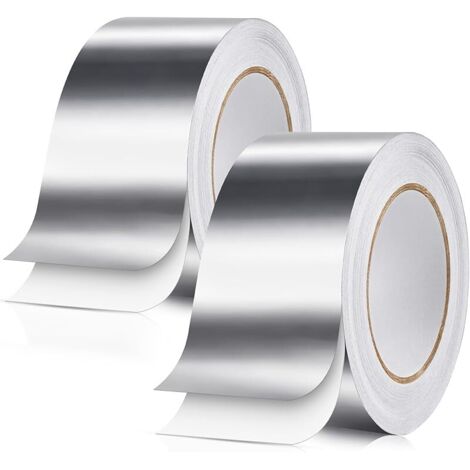 Ruban adhésif en aluminium argenté 75 mm x 50 m, ruban adhésif en aluminium résistant à la chaleur