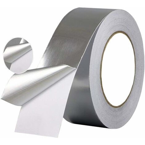 Ruban adhésif en aluminium Ruban de protection contre la chaleur résistant à la chaleur, Ternel Ruban imperméable Ruban adhésif en aluminium,20mm50m (1 rouleau, argent)