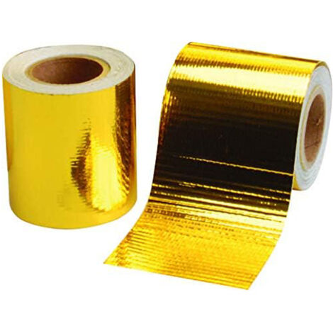 Ruban adhésif en feuille d'aluminium pour tuyaux de moteur et tuyaux d'échappement, ruban adhésif en feuille d'aluminium de couleur or, 50 mm x 10 m, réfléchissant la chaleur.