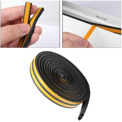 Ruban adhésif isolant acoustique pour portes et fenêtres - Type D noir - 3 bandes de 10 mètres - 330g élastomère - Détachable 4-6mm