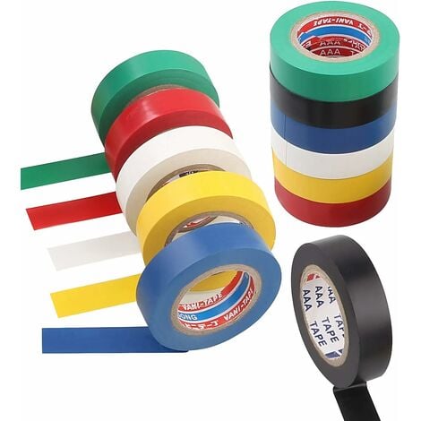SCAPA - Ruban adhésif vinyle 15/100 multi-couleur rouleau de 10m x 15mm  paquet de 10