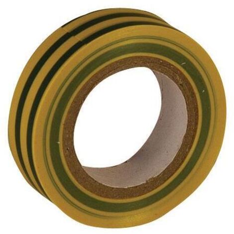 Ruban adhésif isolant vert/jaune en pvc d'usage courant. dimension 15 mm x 10 m (RIS54)