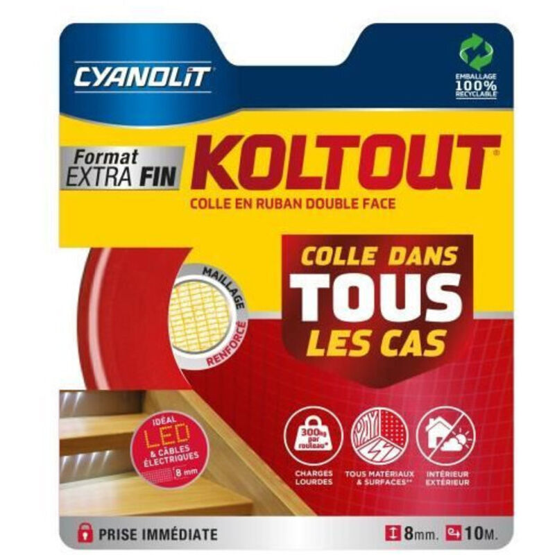 Cinta adhesiva doble cara - CYANOLIT - Cinta extra fina - Ultra fina - Alta adhesión - Discreta y resistente