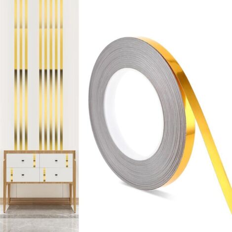Ruban adhésif métallisé doré avec film polyester Mylar, décoration murale autocollante avec finition brillante semblable à un miroir
