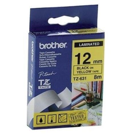 Ruban adhésif noir et jaune Brother, TZ631