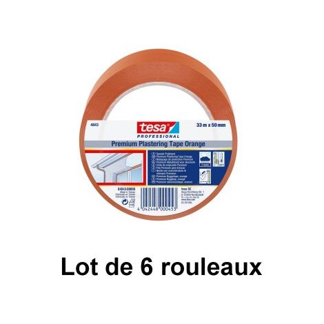 Ruban adhésif PVC orange Premium, 50 mm x 33 m - tesa® 4843 - Lot de 6 rouleaux