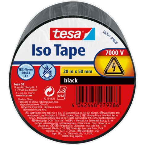 Ruban Adhésif Pvc Tous Usages Noir 20m X50mm - Tesa