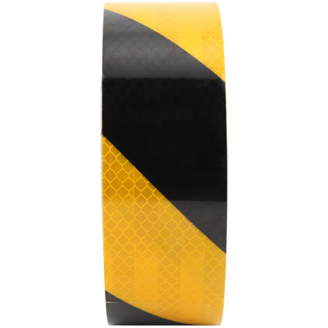 Ruban adhésif réfléchissant de sécurité 50mm x 25m, jaune et noir haute visibilité
